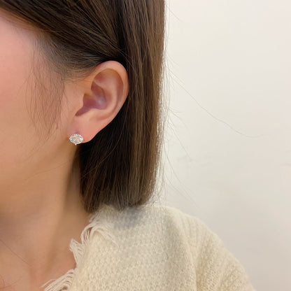 [LUXE]Stylish Shiny Round Center Stone Stud Earrings