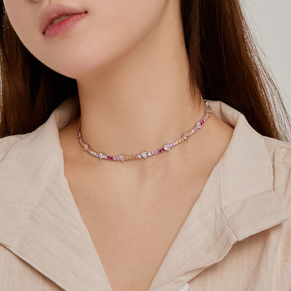 [LUXE]Delicate Colorful Rainbow Tennis Chain