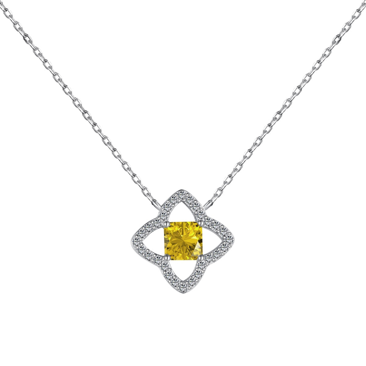 [LUXE]Exquisite Flower Shape Princess Cut Necklace