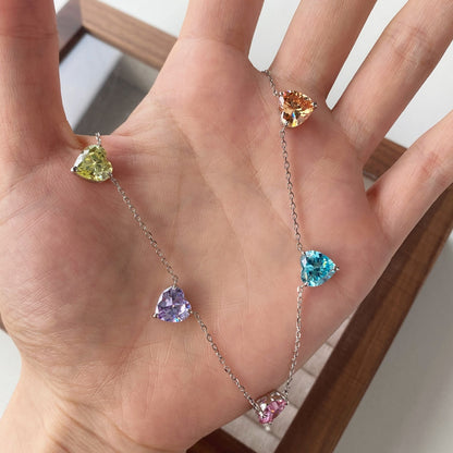 [LUXE]Sparkling Colorful Heart Cut Necklace