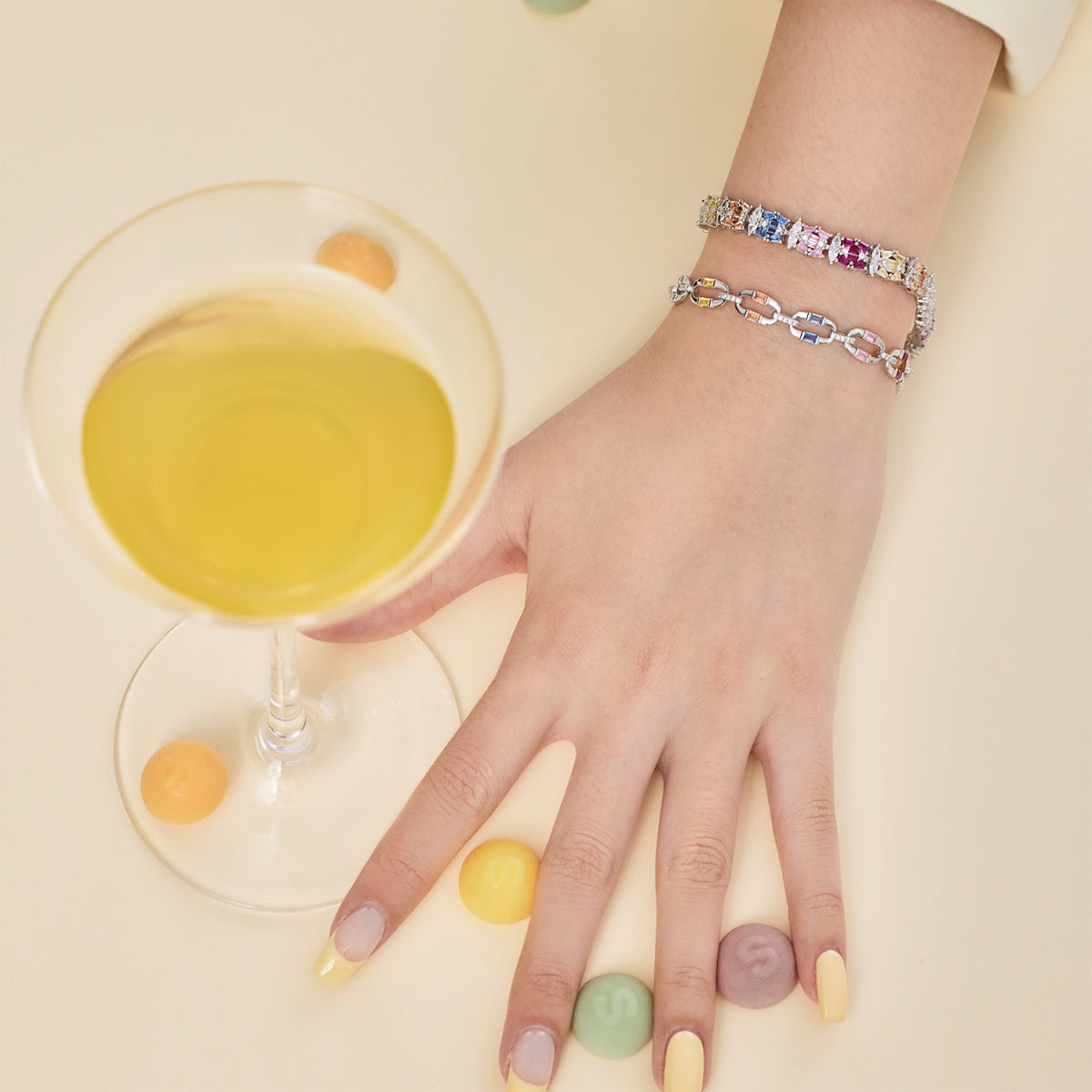 [LUXE]Delicate Colorful Multi Cut Party Bracelet