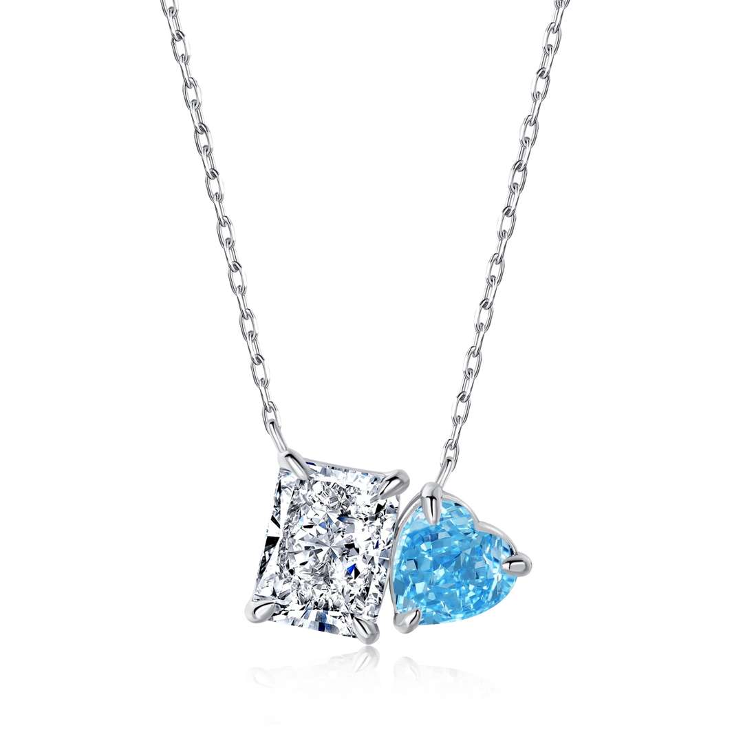 [LUXE]Dazzling Square & Heart Shape Necklace