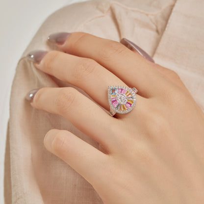 [LUXE]Elegant Colorful Water Drop Shape Banquet Ring