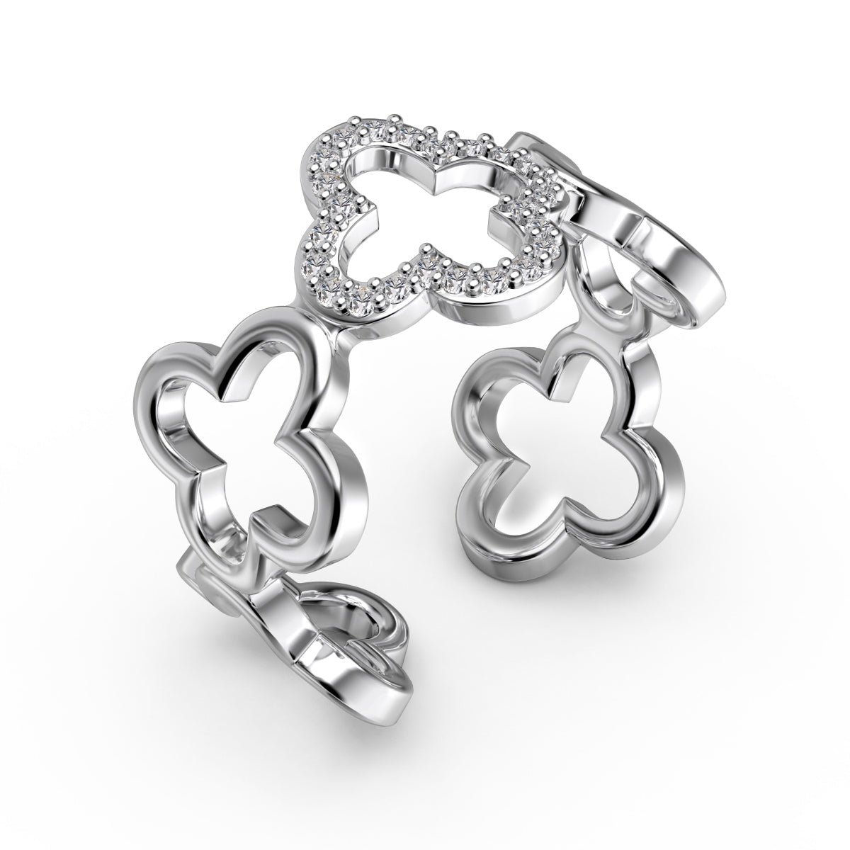 [LUXE]Hollow Design Four-Leaf Clover Flower Shape Ring