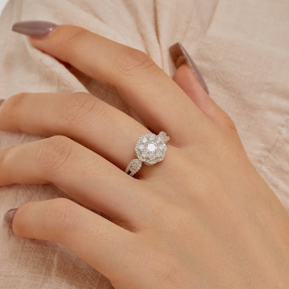 [LUXE]Delicate Colorful Round Cut Flower Shape Wedding Ring