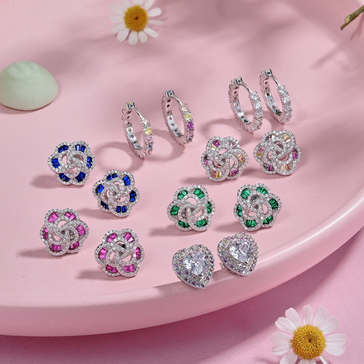 [LUXE]Radiant Colorful Round Cut Earrings