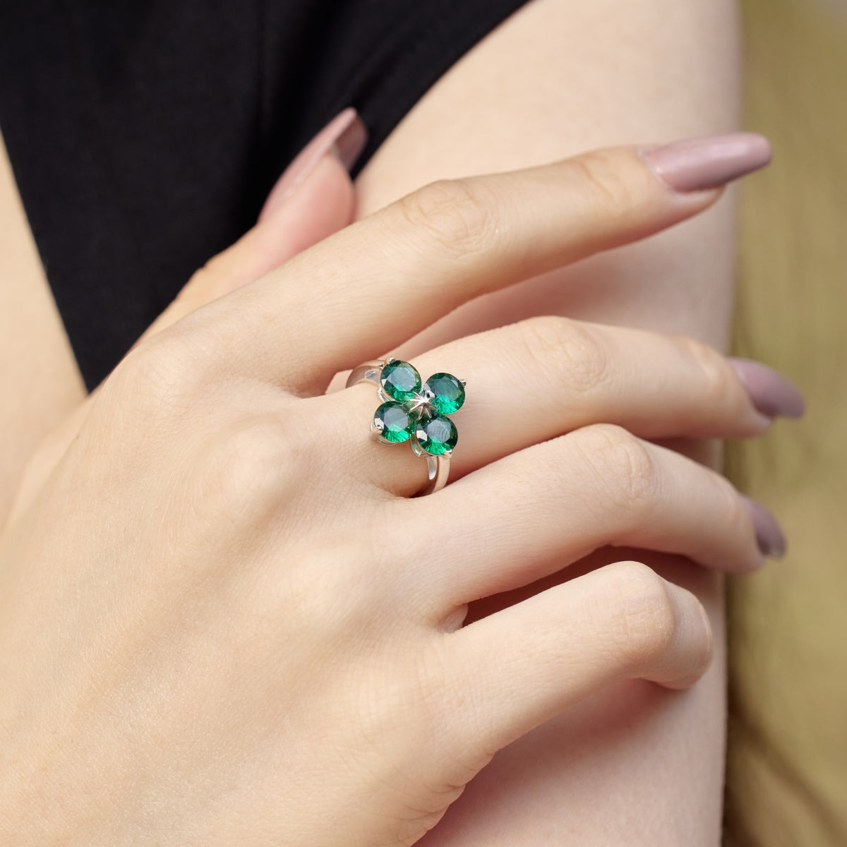 [LUXE]Four-Leaf Clover Eight-Pointed Star Ring