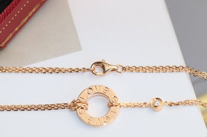 [LUXE]LOVE NECKLACE ADJUSTABLE ROSE GOLD 2 DIAMOND