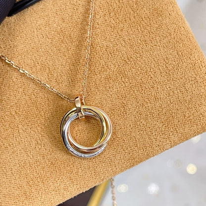 [LUXE]TRINITY NECKLACE SILVER GOLD PINK GOLD DIAMONDS