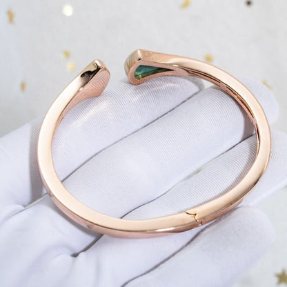 [LUXE]DREAM BRACELET OPEN MALACHITE PINK GOLD