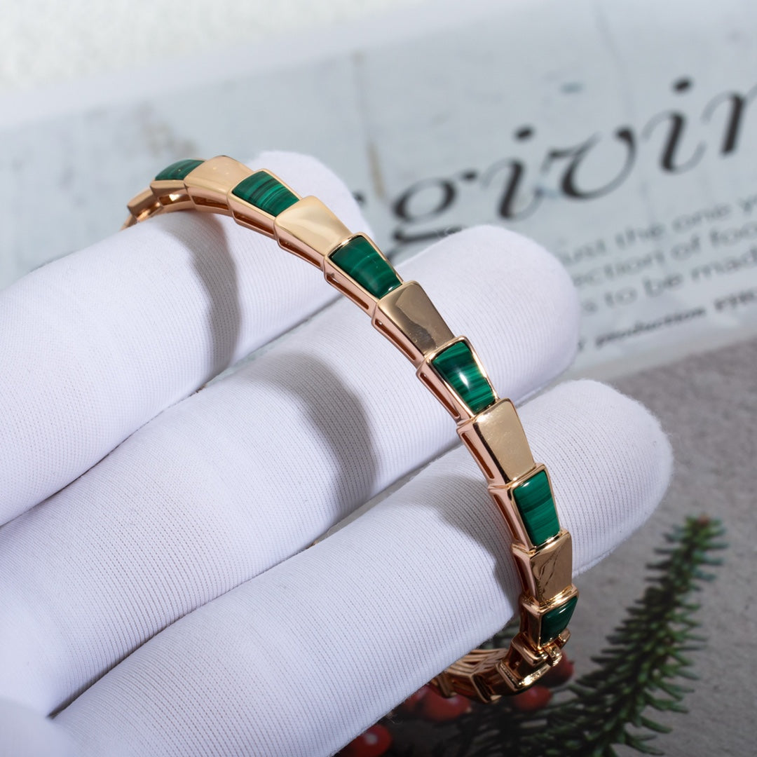 [LUXE]SERPENTI BRACELET PINK GOLD MALACHITE