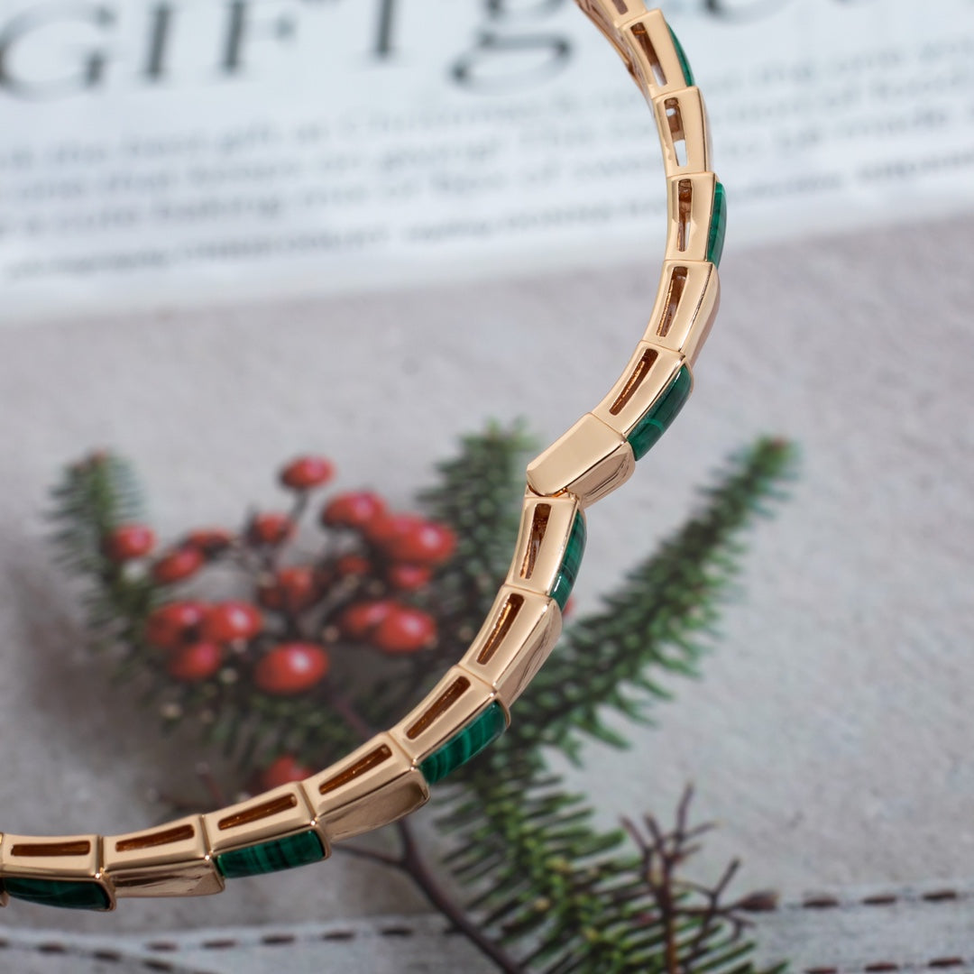 [LUXE]SERPENTI BRACELET PINK GOLD MALACHITE