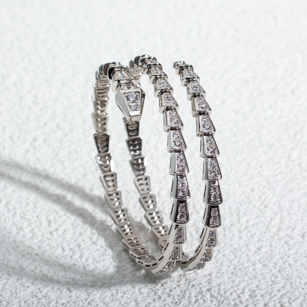 [LUXE]SERPENTI BRACELET SILVER DIAMOND DOUBLE ROW