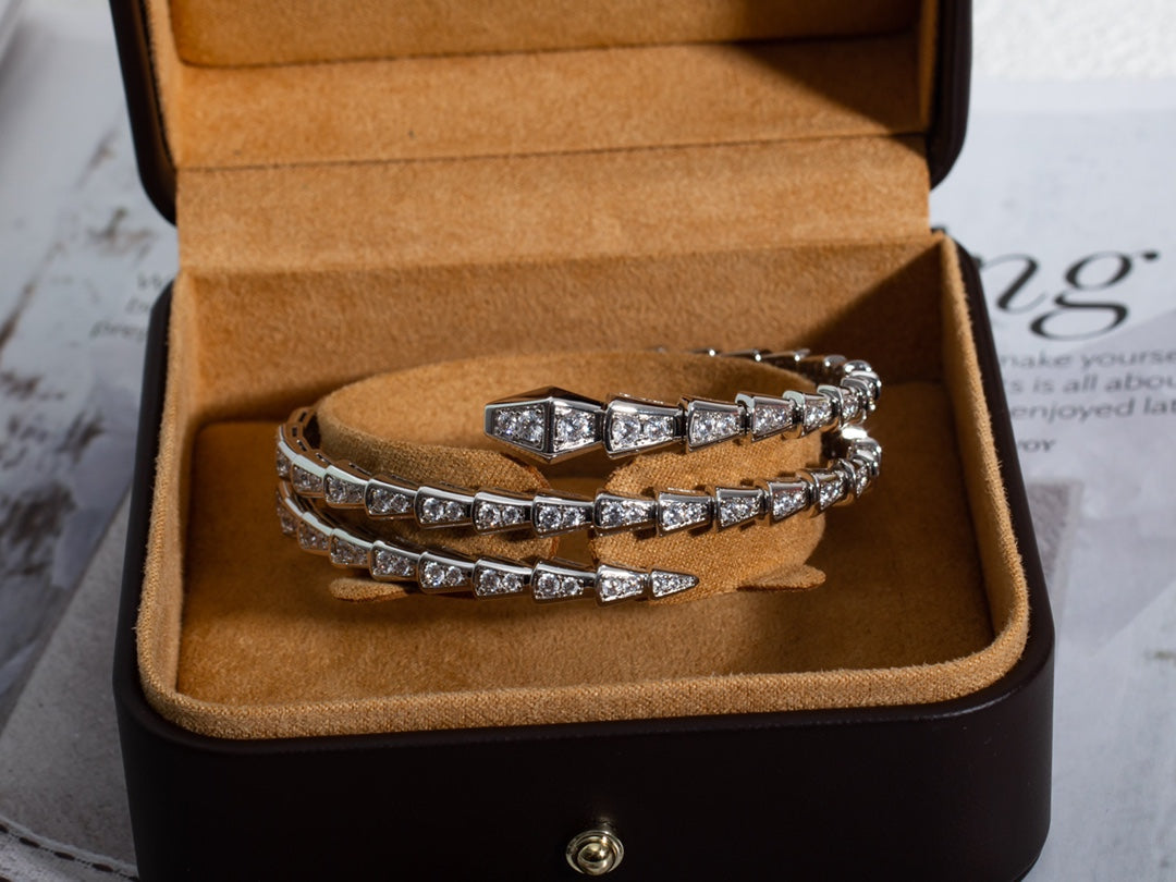 [LUXE]SERPENTI BRACELET SILVER DIAMOND DOUBLE ROW