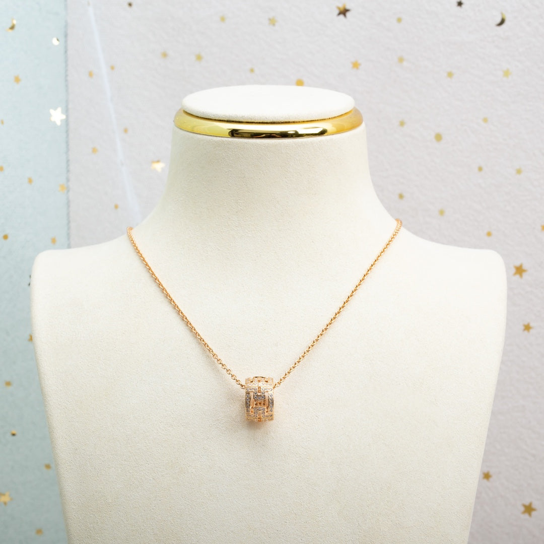 [LUXE]PARENTESI NECKLACE PINK GOLD DIAMOND