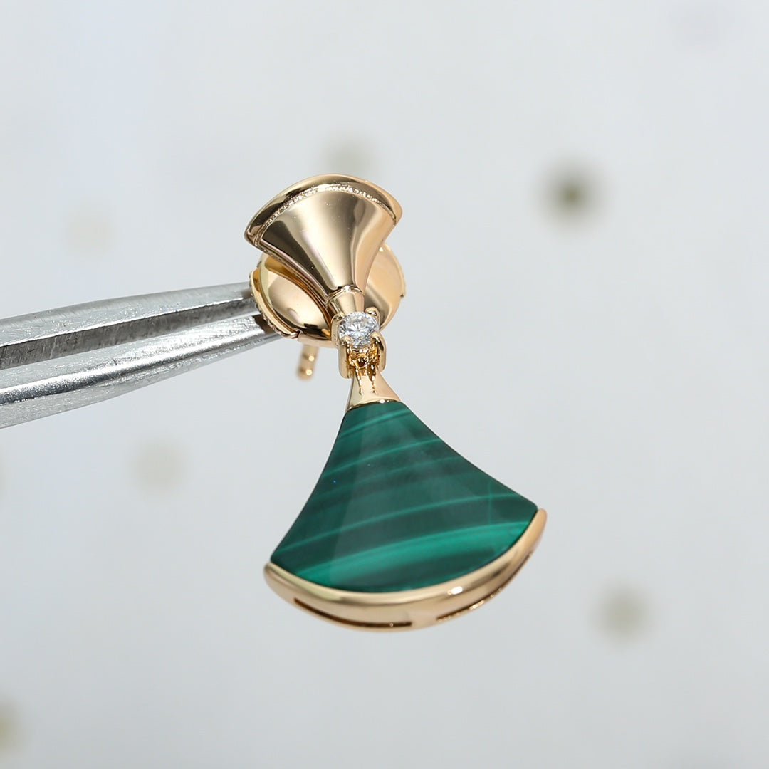 [LUXE]DREAM MALACHITE PINK GOLD EARRINGS