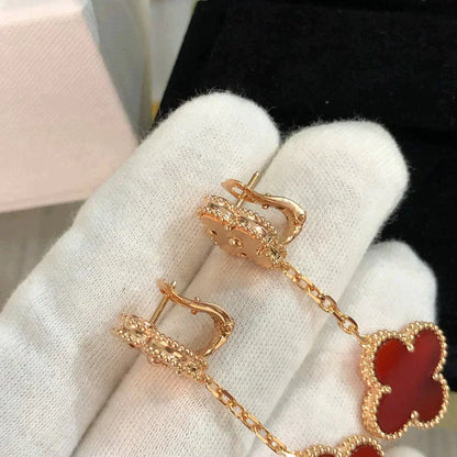 [LUXE] CLOVER 2 MOTIF  LASER CARNELIAN EARRINGS