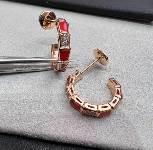 [LUXE]SERPENTI CARNELIAN PINK GOLD EARRINGS