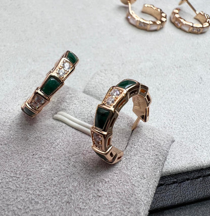 [LUXE]SERPENTI MALACHITE PINK GOLD EARRINGS