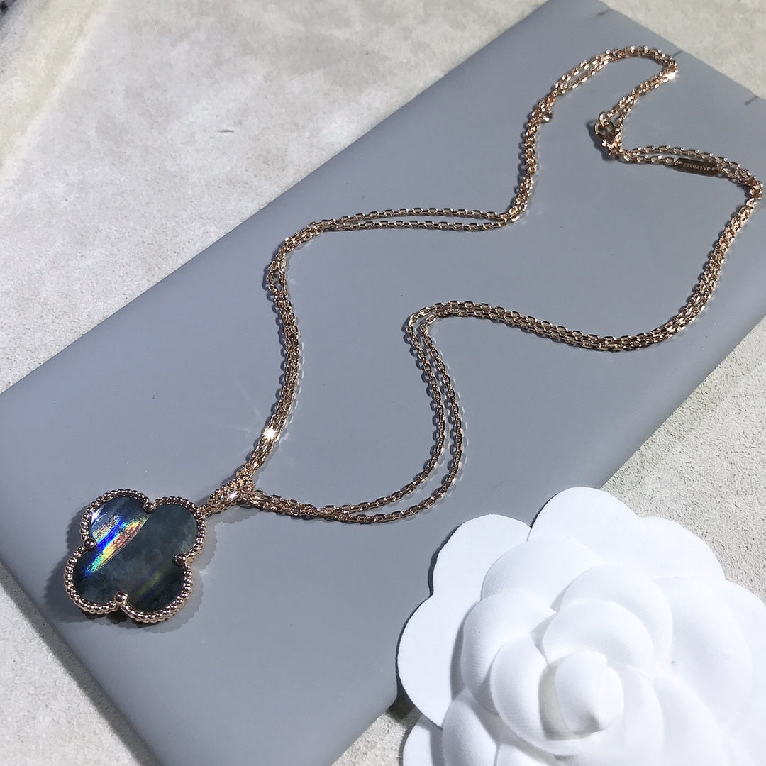 [LUXE] CLOVER 25MM GOLD DARK MOP BIG CLOVER NECKLACE