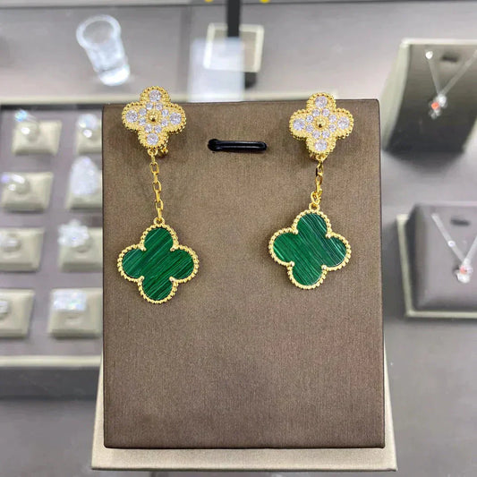 [LUXE] CLOVER  2 MOTIFS  DIAMOND  EARRINGS (MULTIPLE CHOICESç´