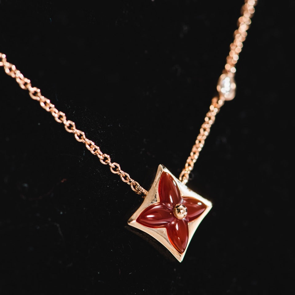 [LUXE]STAR NECKLACE PINK GOLD 1 DIAMOND