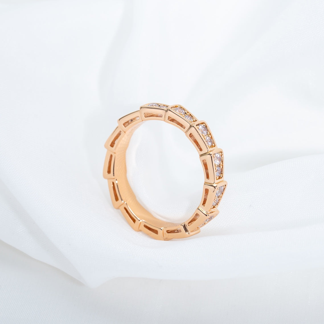 [LUXE]SERPENTI RING PINK GOLD DIAMOND PAVED 3MM