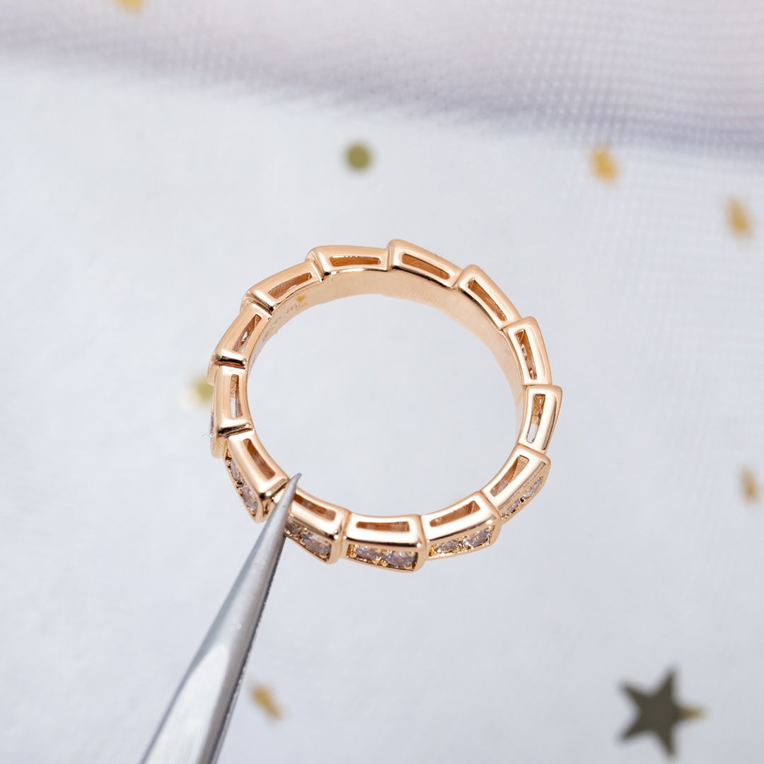 [LUXE]SERPENTI RING PINK GOLD DIAMOND PAVED 3MM