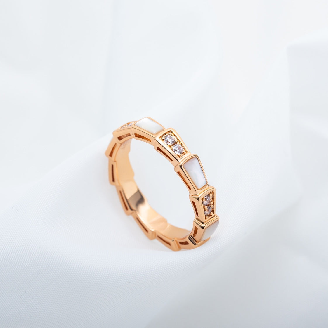 [LUXE]SERPENTI RING PINK GOLD DIAMOND MOP 3MM