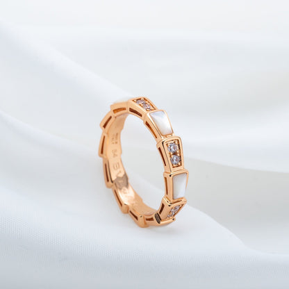 [LUXE]SERPENTI RING PINK GOLD DIAMOND MOP 3MM