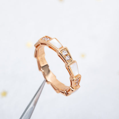 [LUXE]SERPENTI RING PINK GOLD DIAMOND MOP 3MM