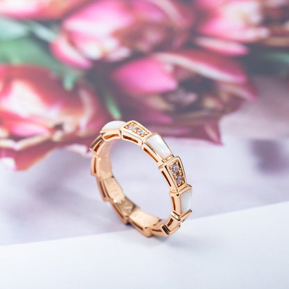 [LUXE]SERPENTI RING PINK GOLD DIAMOND MOP 3MM