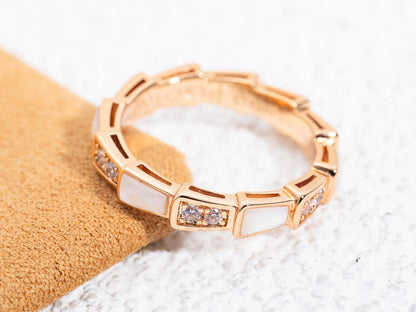 [LUXE]SERPENTI RING PINK GOLD DIAMOND MOP 3MM