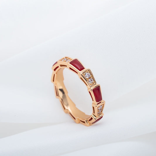 [LUXE]SERPENTI RING PINK GOLD CARNELIAN DIAMOND 3MM