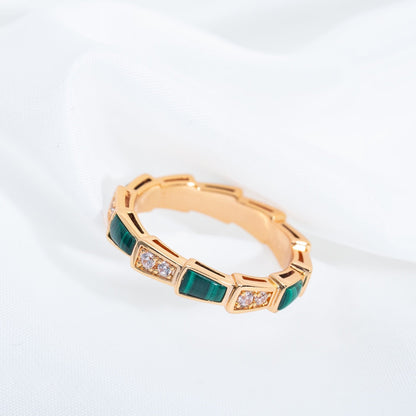 [LUXE]SERPENTI RING PINK GOLD MALACHITE DIAMOND 3MM