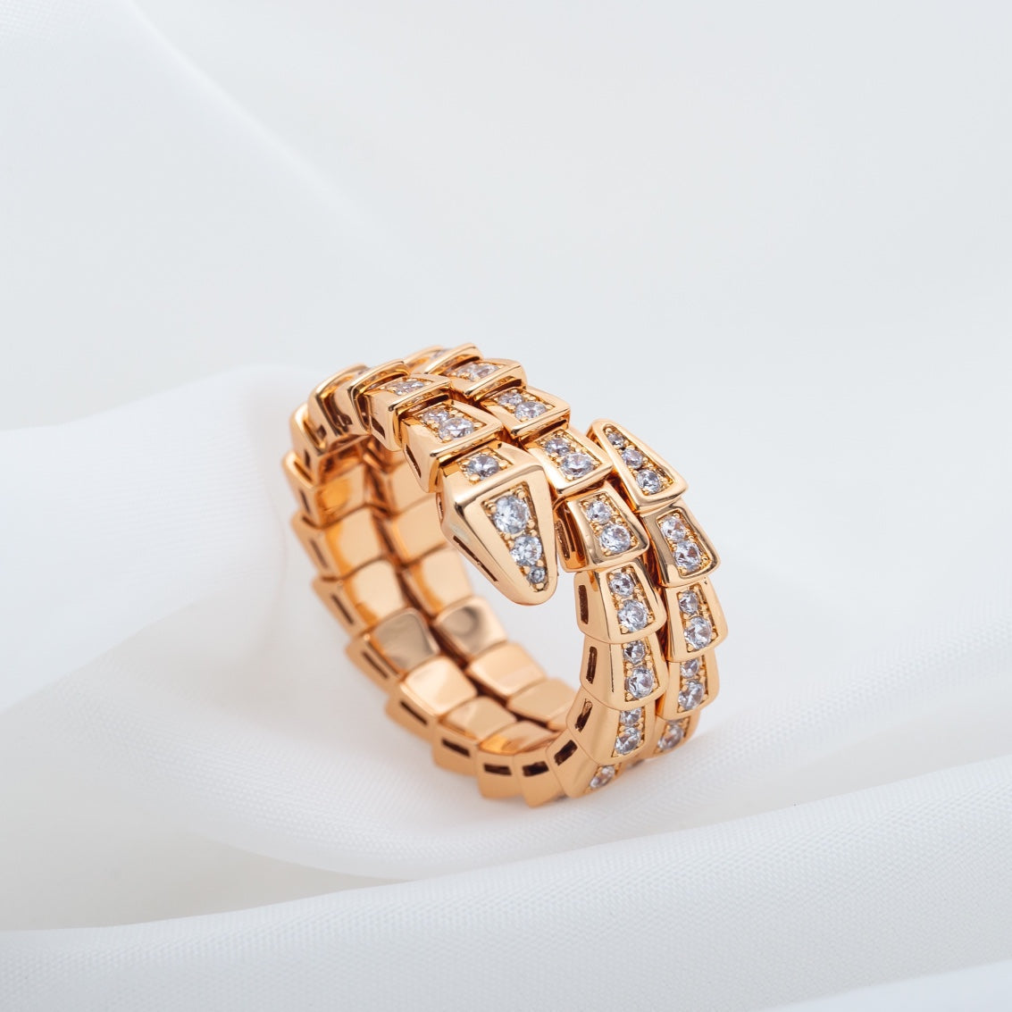 [LUXE]SERPENTI RING PINK GOLD DIAMOND DOUBLE ROW