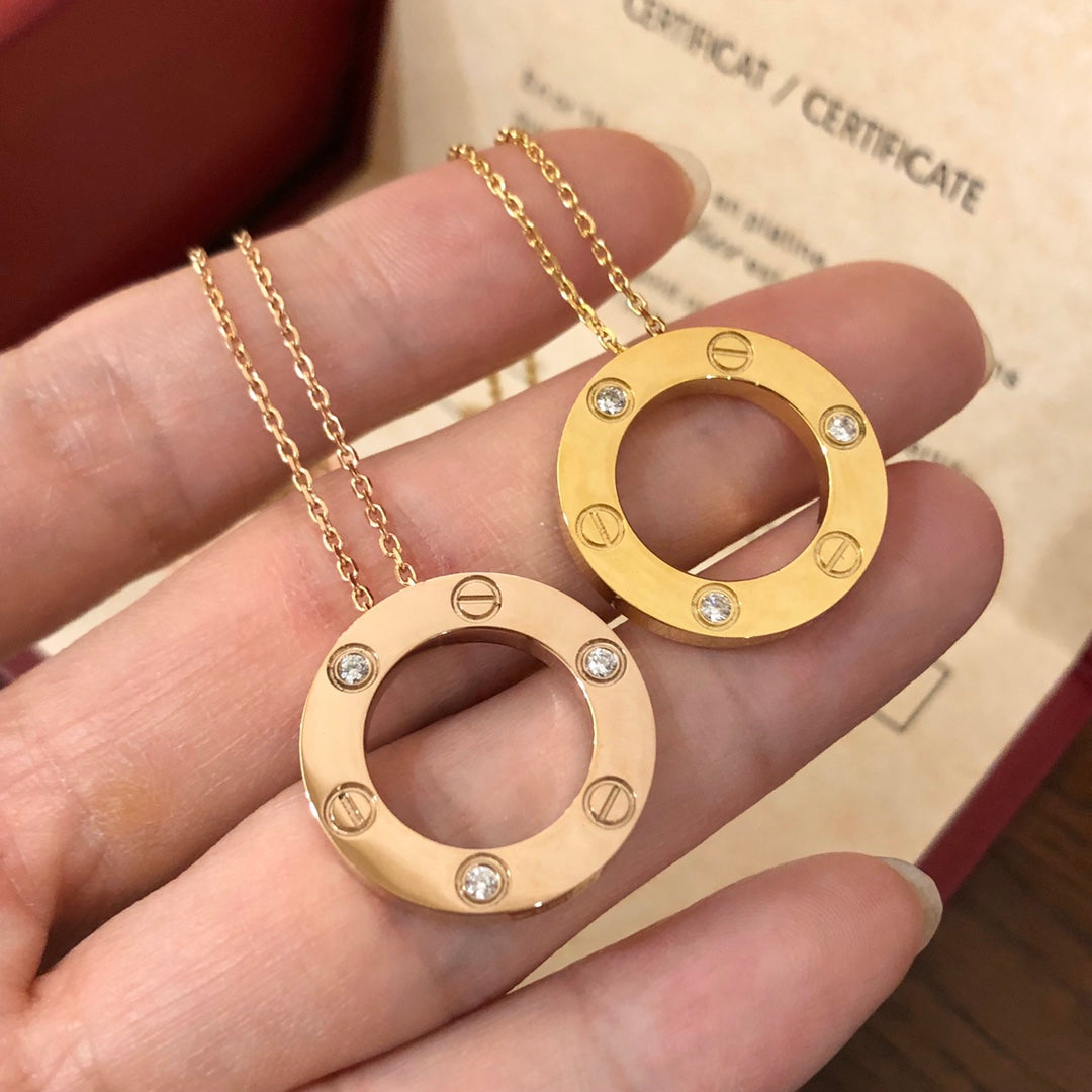 [LUXE]LOVE NECKLACE 16MM 3 DIAMONDS