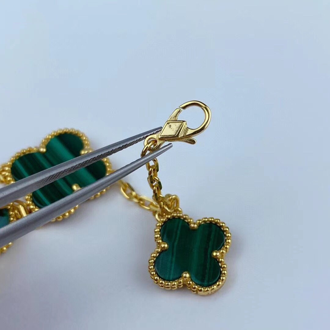 [LUXE] MAGIC CLOVER MALACHITE GOLD BRACELET 5 MOTIFS