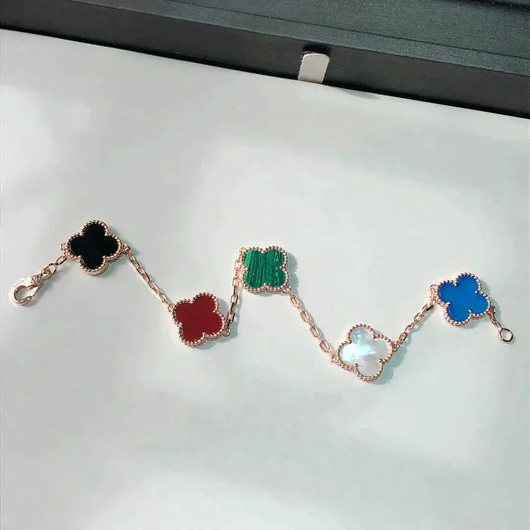 [LUXE] CLOVER 5 MOTIFS MULTICOLOR  BRACELET