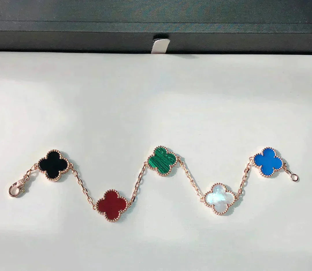 [LUXE] CLOVER 5 MOTIFS MULTICOLOR  BRACELET