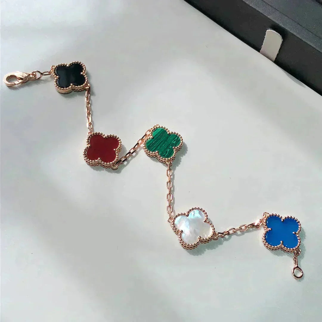 [LUXE] CLOVER 5 MOTIFS MULTICOLOR  BRACELET