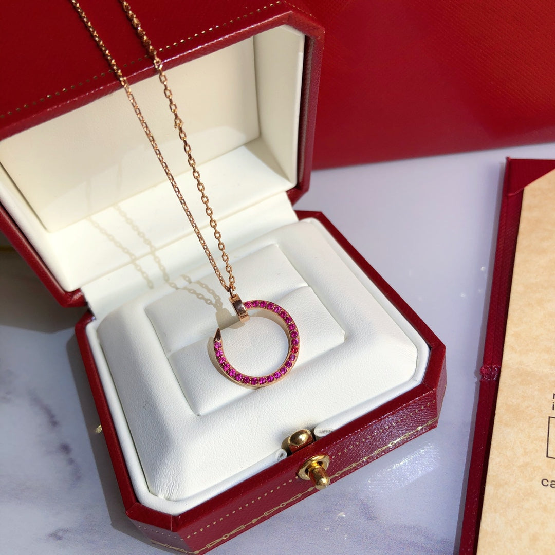 [LUXE]JUSTE NECKLACE GOLD RED DIAMONDS