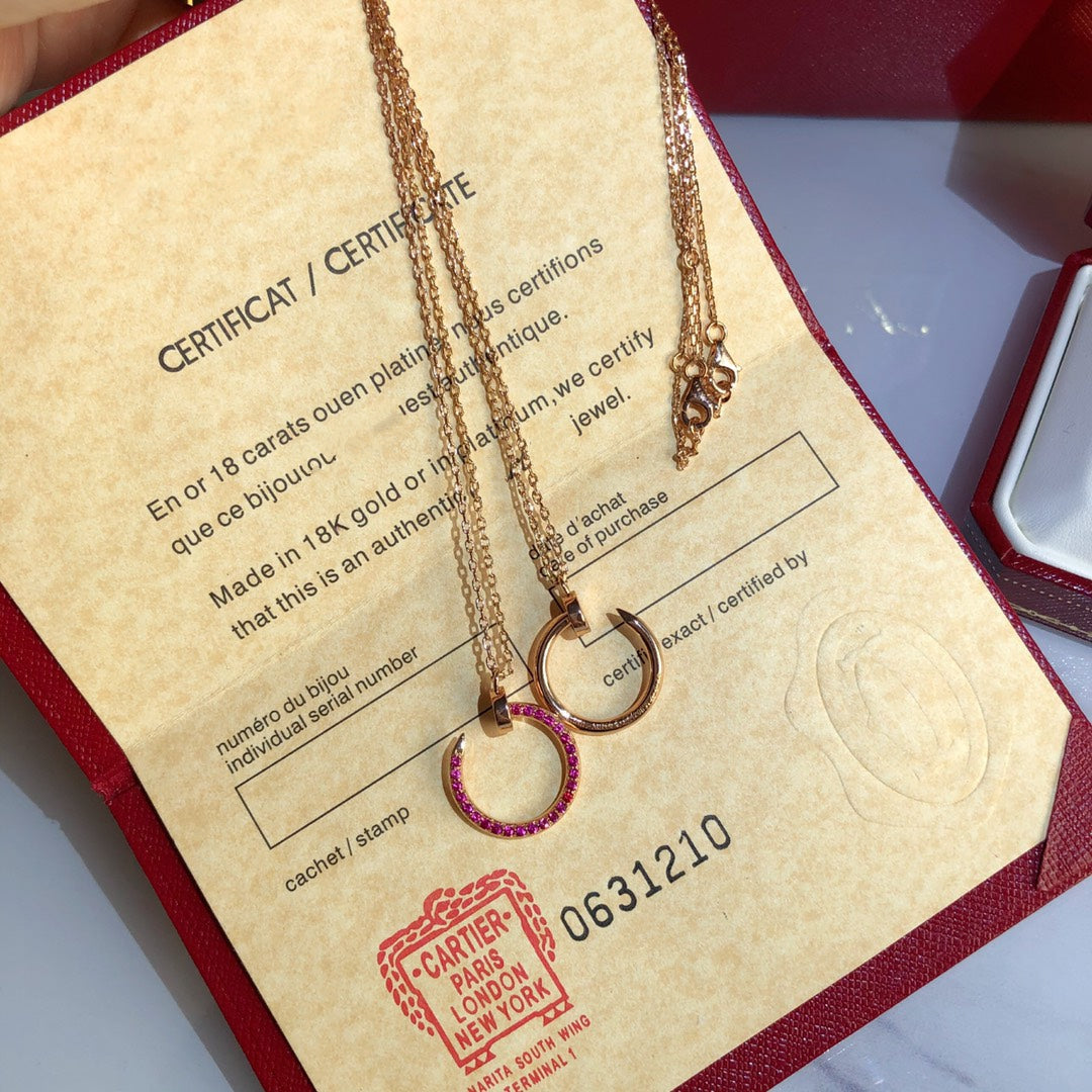 [LUXE]JUSTE NECKLACE GOLD RED DIAMONDS