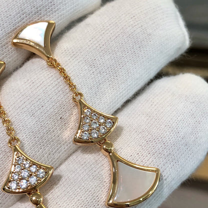 [LUXE]DREAM EARRINGS 3 MOTIFS DIAMOND MOP PINK GOLD