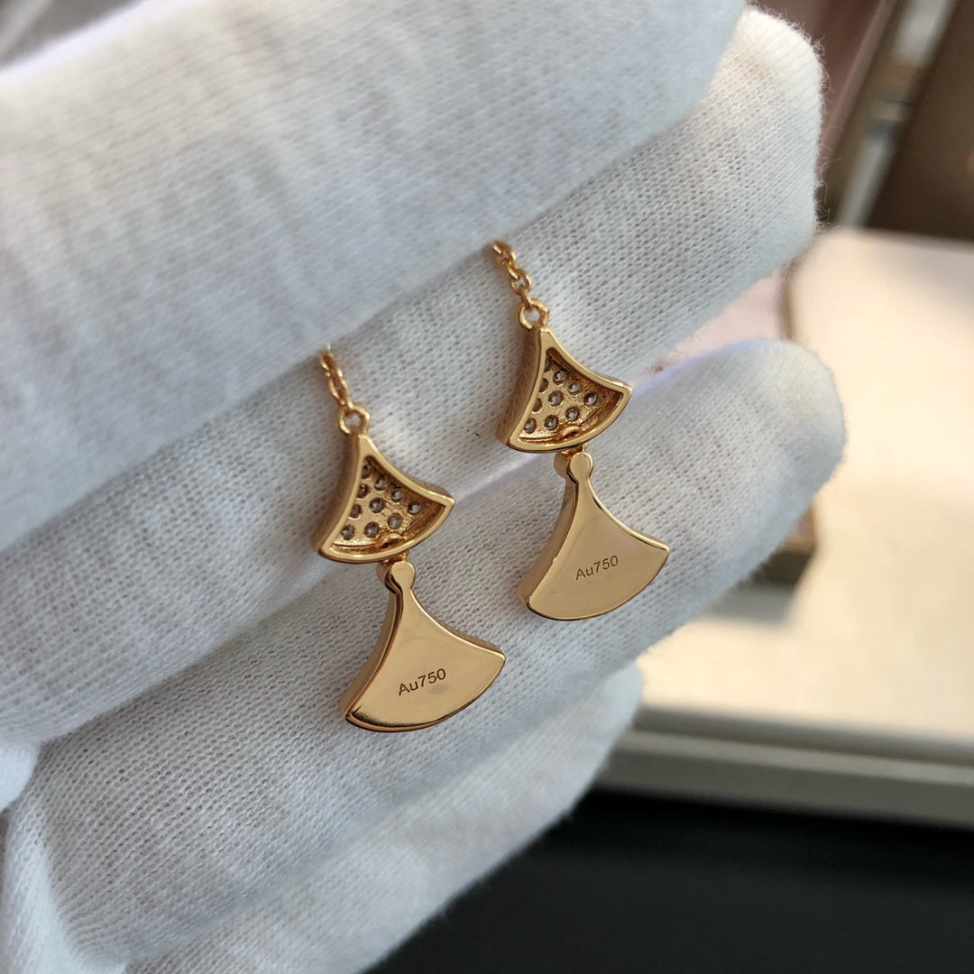 [LUXE]DREAM EARRINGS 3 MOTIFS DIAMOND MOP PINK GOLD