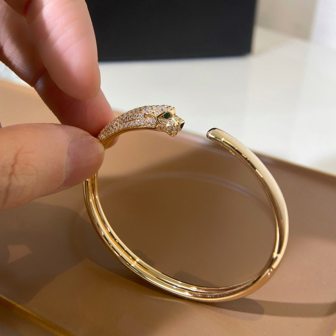 [LUXE]PANTHERE GOLD DIAMOND OPEN BRACELET