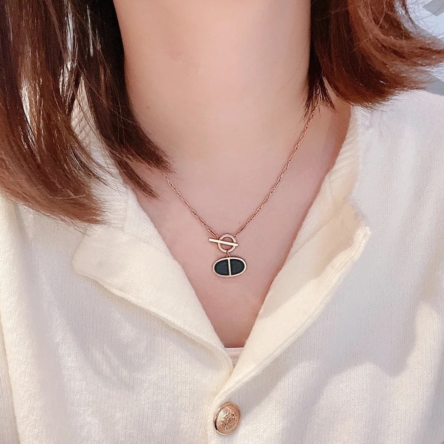 [LUXE]CHAINE VERSO BLACK CERAMIC NECKLACE