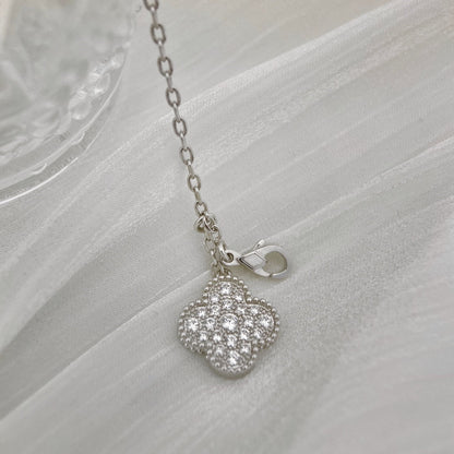 [LUXE] CLOVER 5 MOTIFS SILVER DIAMONDS NECKLACE