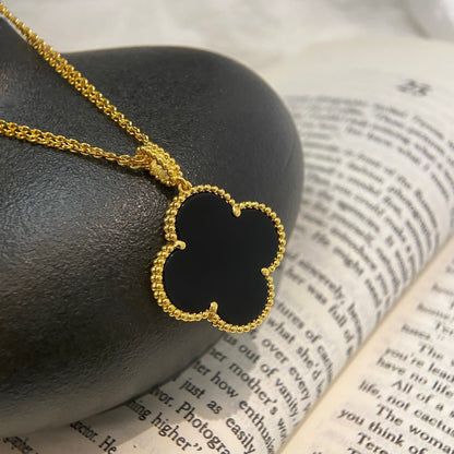 [LUXE] CLOVER 25MM NECKLACE GOLD ONYX