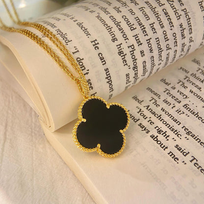 [LUXE] CLOVER 25MM NECKLACE GOLD ONYX